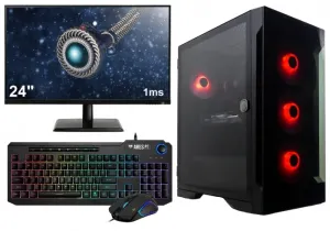 AMD Ryzen 5 RGB 6-Core Budget Game PC SET COMPLEET met 24" 1ms Scherm - Toetsenbord en Muis - 16GB (2x8, 3200MHz) RAM - 500GB SSD - RX Vega 7 - Windows 11 - Talos E2 Elite